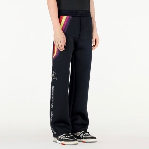Louis Vuitton Embroidered Black Sweatpants NWT Men Size Small SS19 Virgil Abloh - Picture 1 of 15